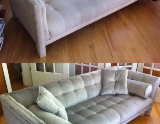 Перетяжка мягкого дивана каретной стяжкой фото