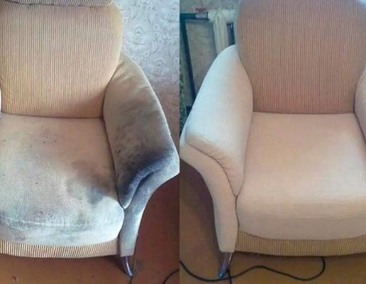 Перетяжка мягкого старого кресла фото