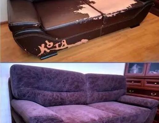 Перетяжка мягкого дивана, замена обивки фото