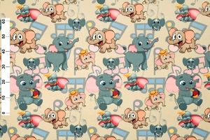 Ткань для перетяжки мебели Слоники bezh