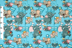 Ткань для перетяжки мебели Слоники blyu