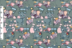 Ткань для перетяжки мебели Слоники grej