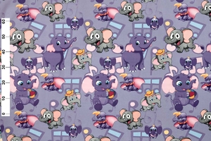 Ткань для перетяжки мебели Слоники violet